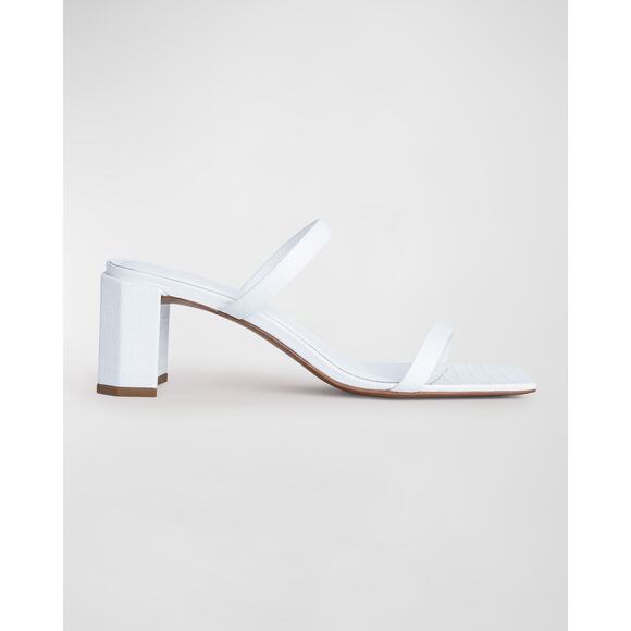 By Far \'Tanya\' White Leather Embossed Chunky Heel Size 8